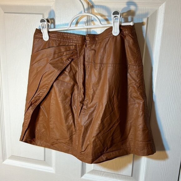 free people polyurethane brown mini skirt size 4 - Picture 3 of 4